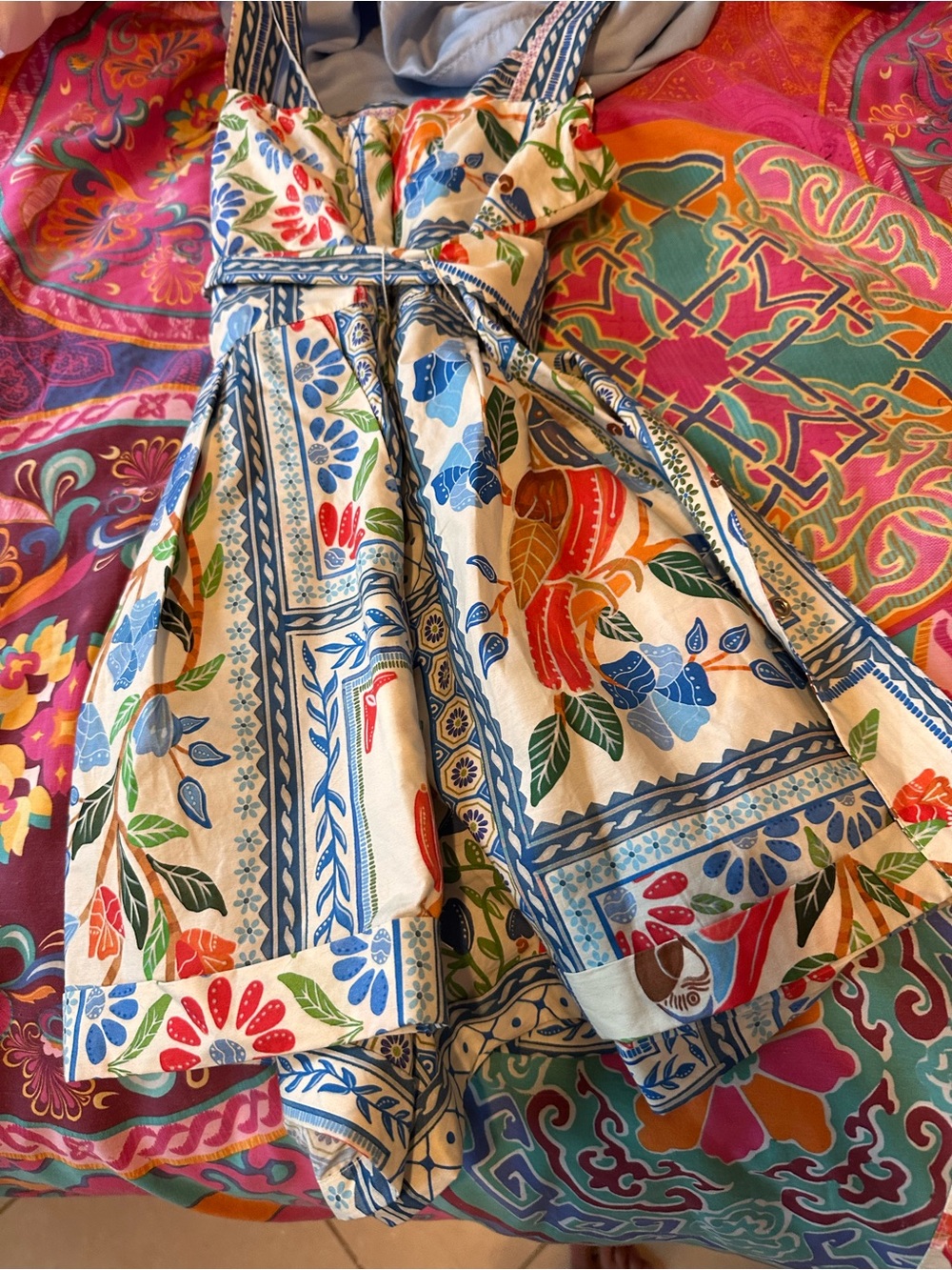 FARM Rio Multicolor Tropical Parrot Belted Romper - Picture 3 of 9
